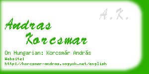 andras korcsmar business card