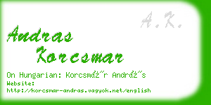 andras korcsmar business card